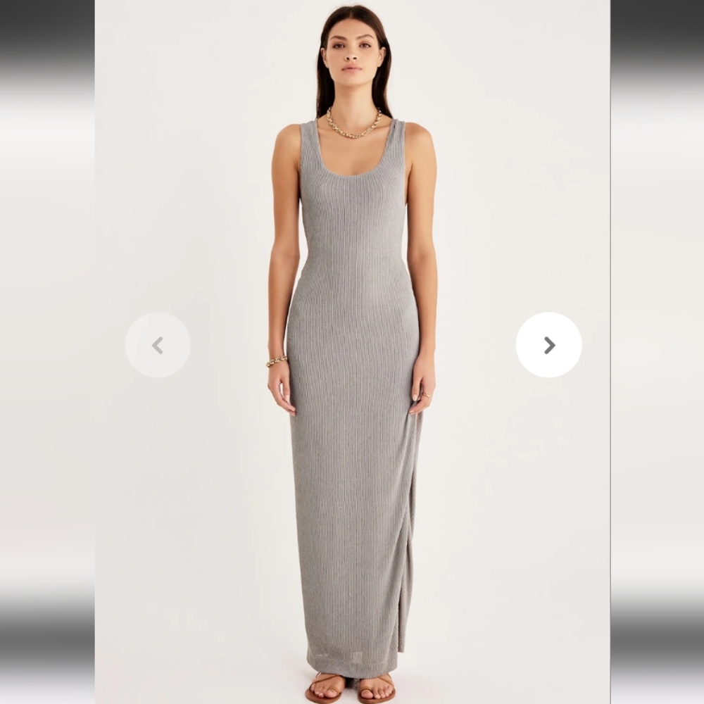 RUMER Womens Rosa Maxi Dress Seafoam Green Cut Out Back Side Slit Sz Medium NWT